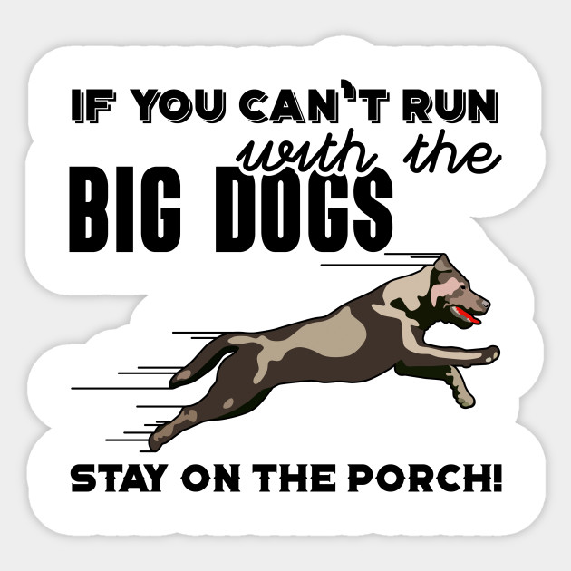 If you can t run with the big dogs stay on the porch run with the big